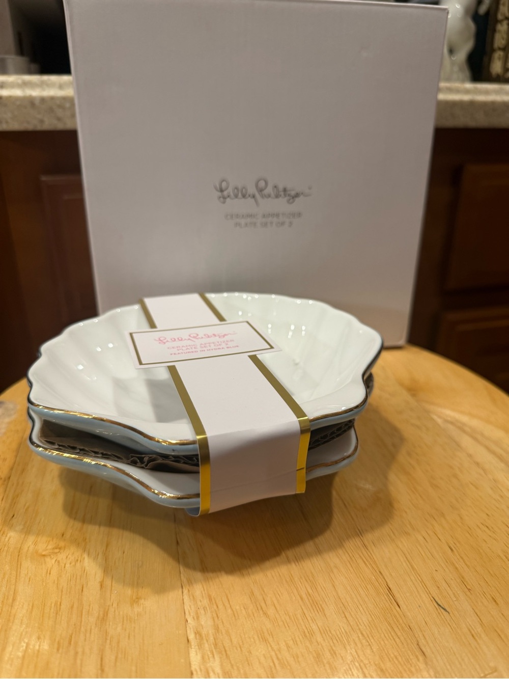 NIB-Lilly Pulitzer Ceramic Appetizer Plates Sea Life set of 2-Brand New! In box!